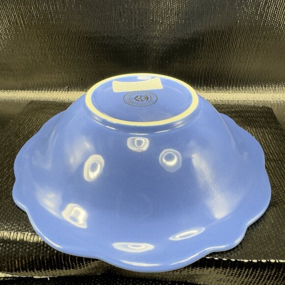 Pierre Deux Blue Ceramic Deep Dish Bowls Set 4 Beaded Edges Bowls Portugal VTG - Picture 6 of 16